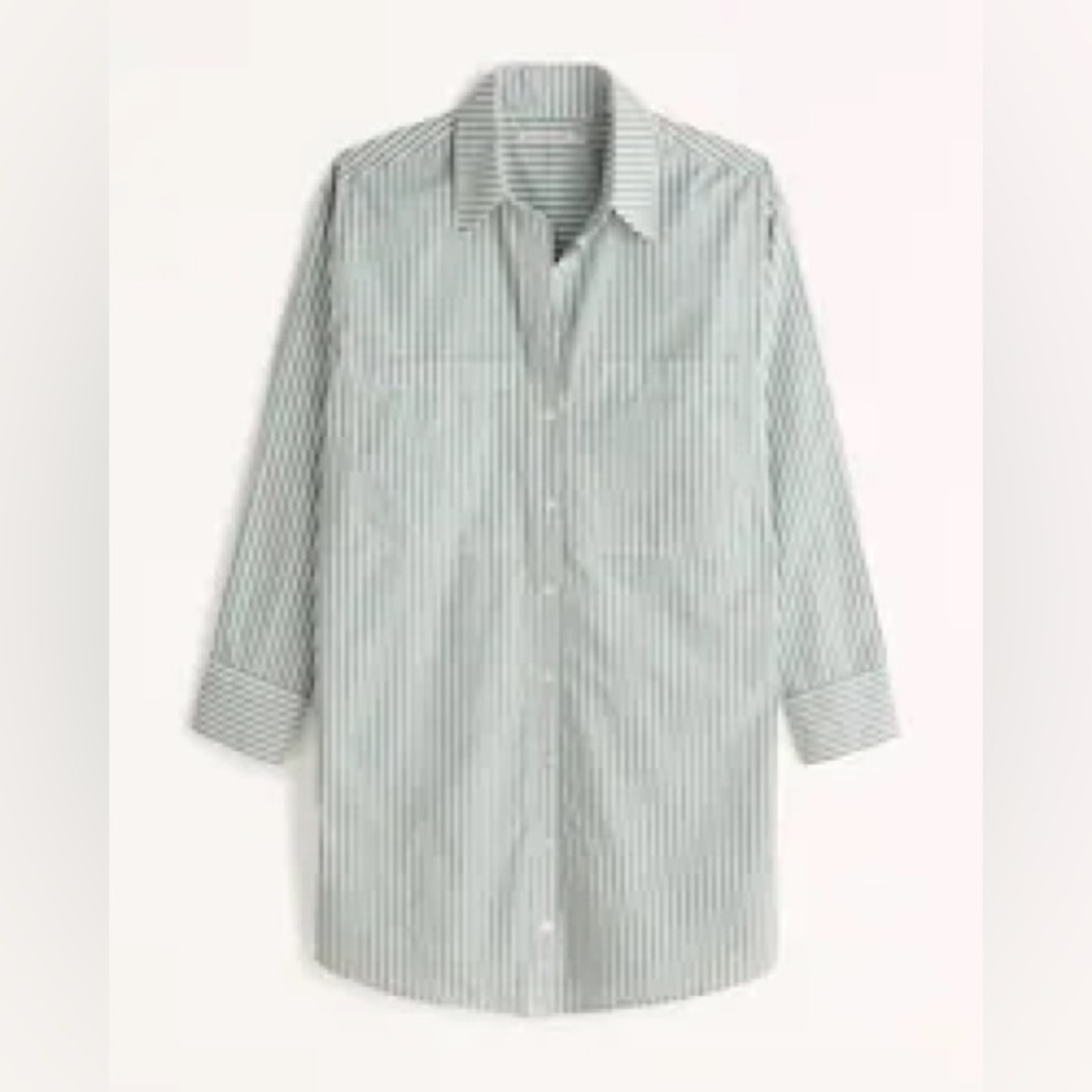Abercrombie & Fitch Relaxed Green Poplin Shirt Dress Women’s Size L
